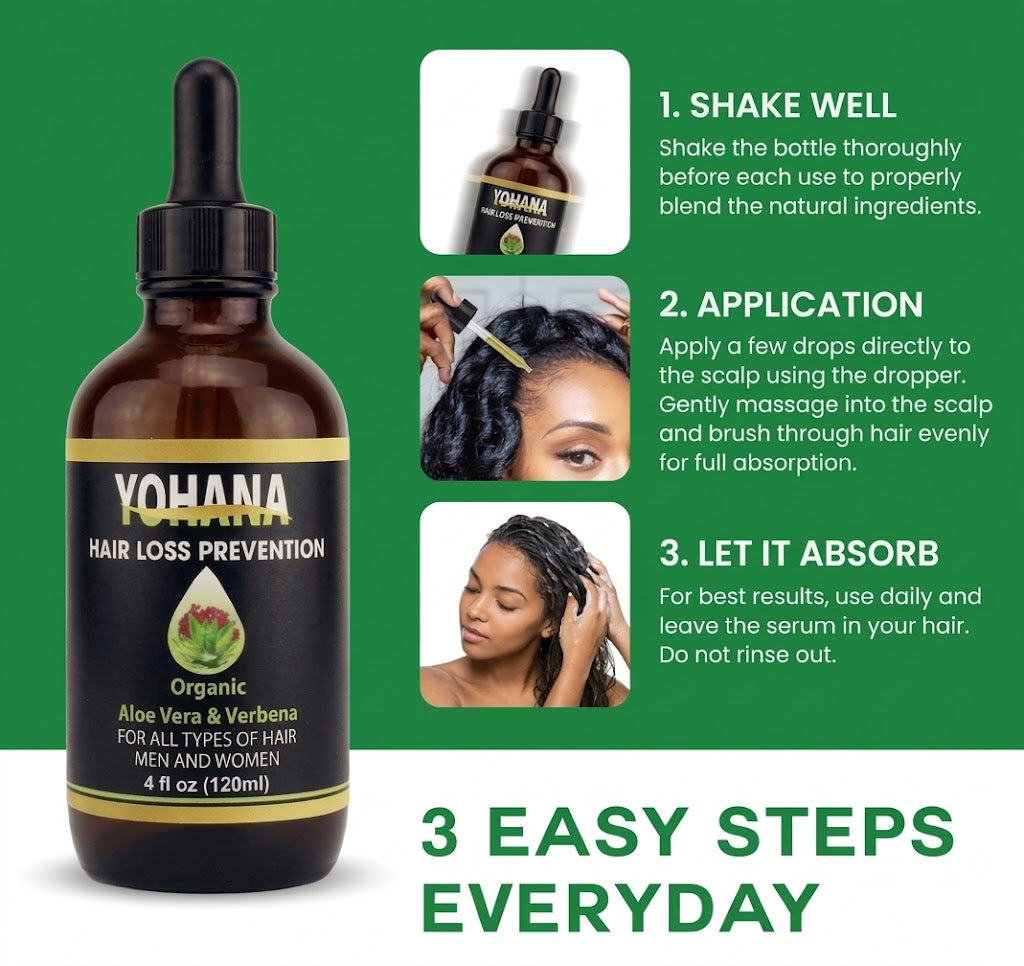Customer hair growth results from Yohana's Hair Growth Serum