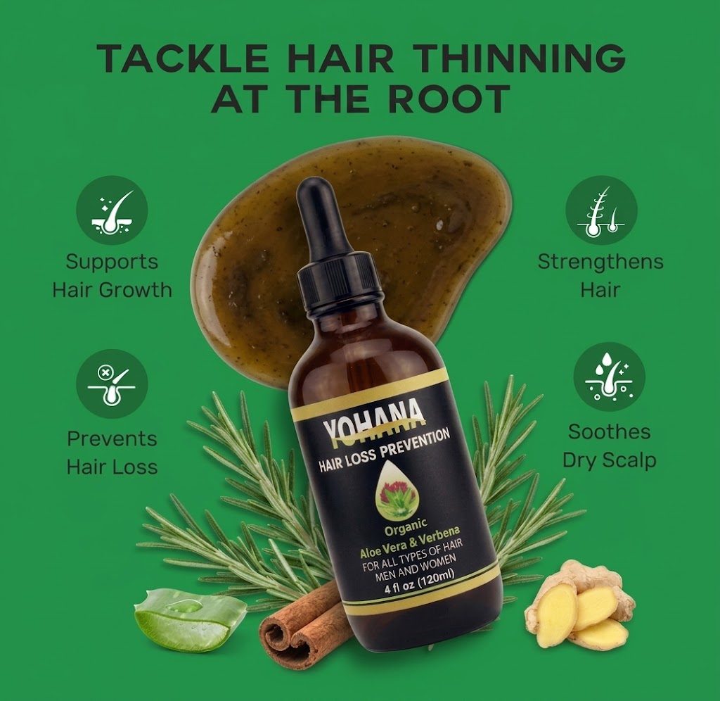 Customer testimonial showing hair regrowth with Yohana's Hair Growth Serum